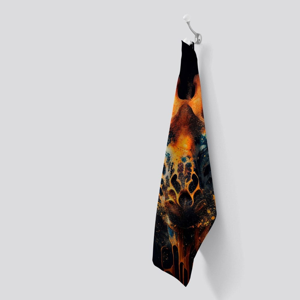 Warren Reed Golden Giraffe Face Splashart Tea Towel