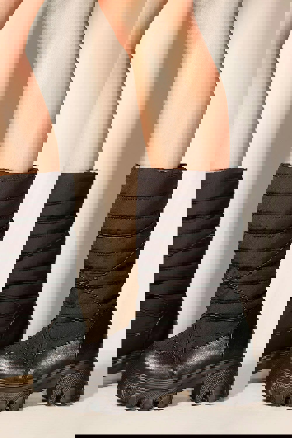 Where's That From Harleen Chunky Sole Puffy Ankle Boots With Lace Up in Black