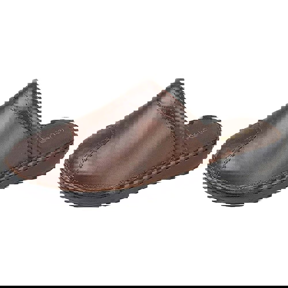 Roamers Mens Leather Clogs - Brown