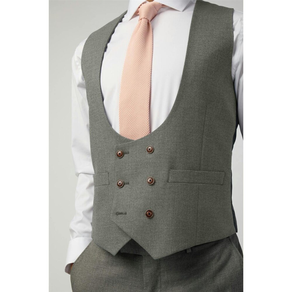 Antique Rogue Grey Texture Double Breasted Stretch Waistcoat