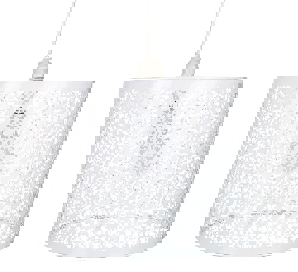 Marrakech Designed White Metal Pendant Light Shade with Floral Decoration Image 1