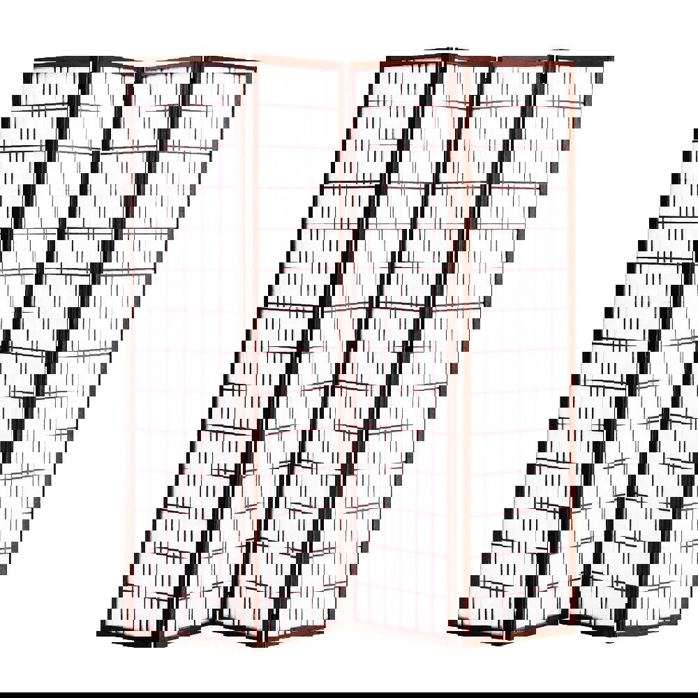 4-Panel Solid Wood Folding Room Divider Screen Coffee Living and Home 