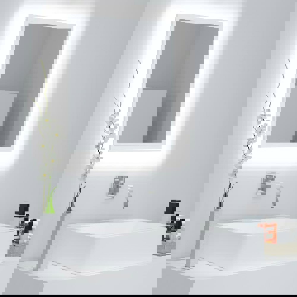 Berkfield LED Bathroom Mirror White 40x8.5x37 cm Acrylic