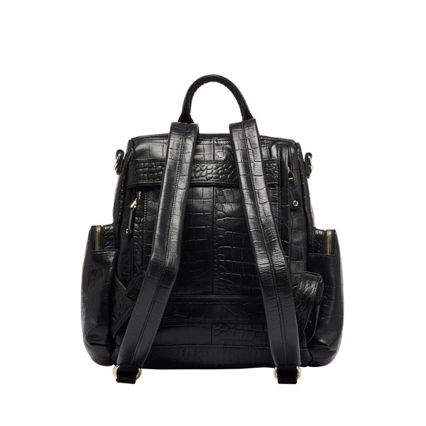 KeriKit England Amber Midi Embossed Leather Backpack - Black