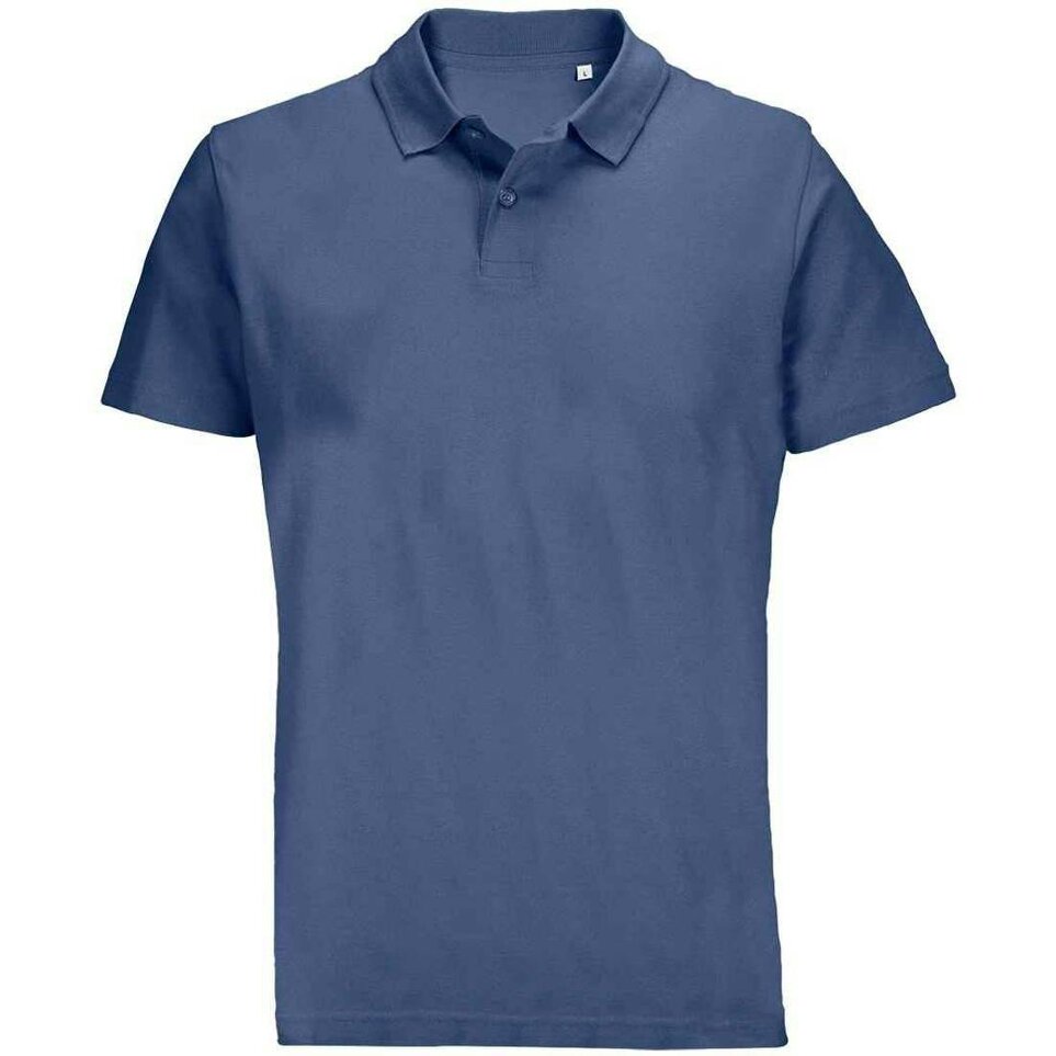 SOLS Unisex Adult Pulse Pique Polo Shirt - Denim - Denim - 100% Combed Ring-Spun Organic Cotton