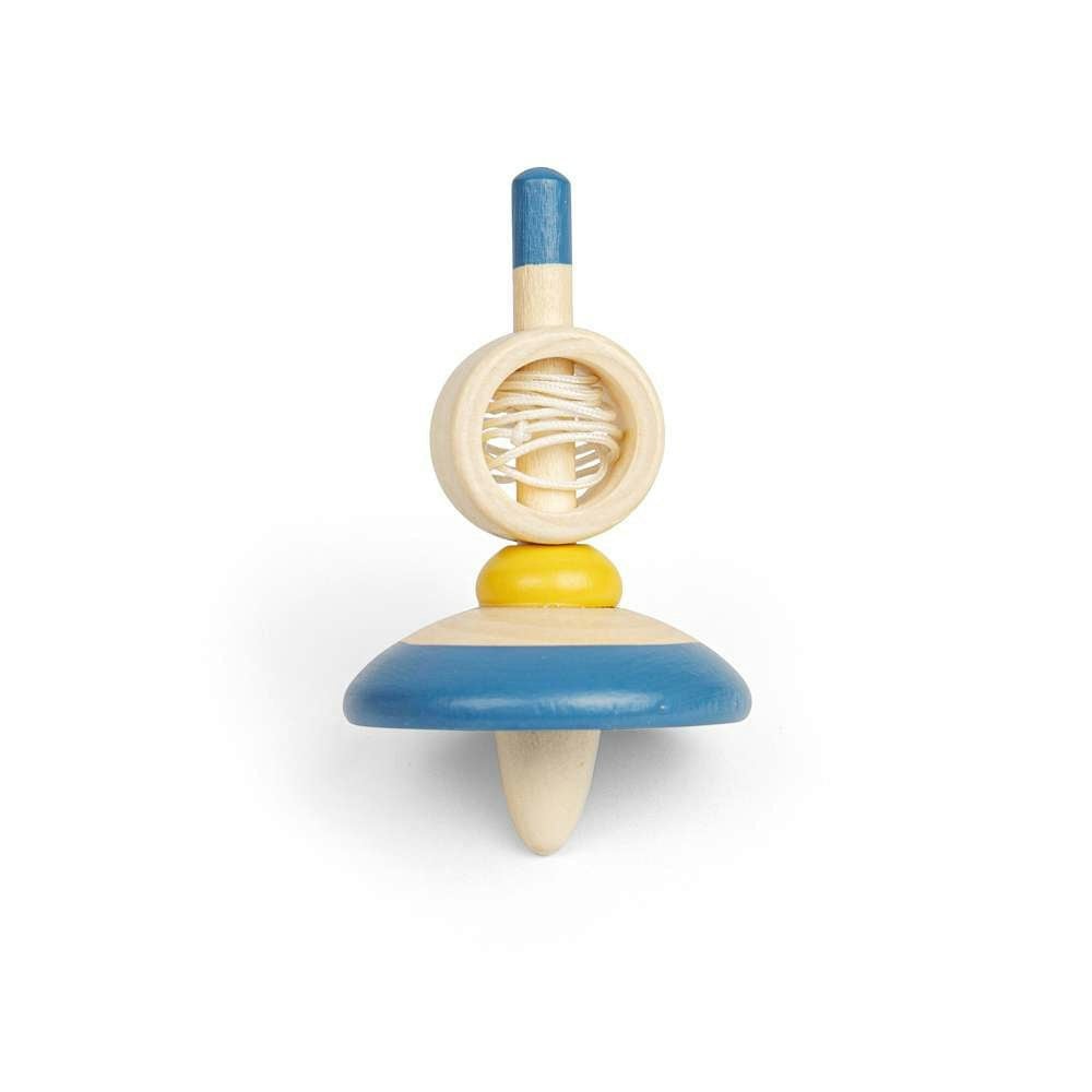 Bigjigs Toys Pull String Top - Dark Blue, Orange - Pk 2