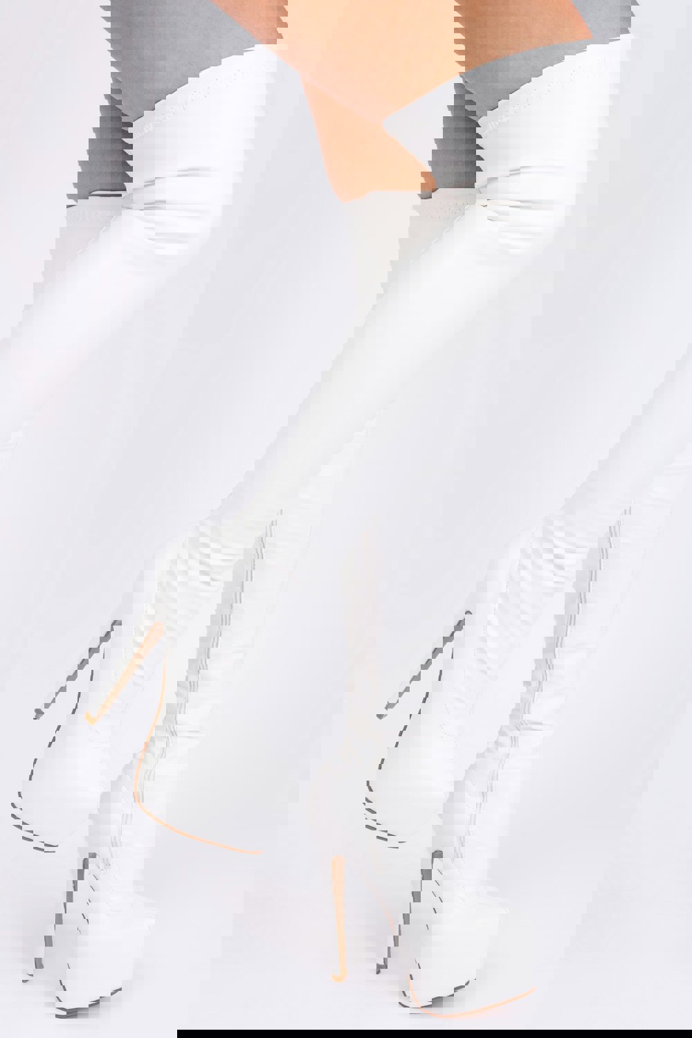 Where's That From Brinley High Heel Over the Knee Boots in White Faux Leather