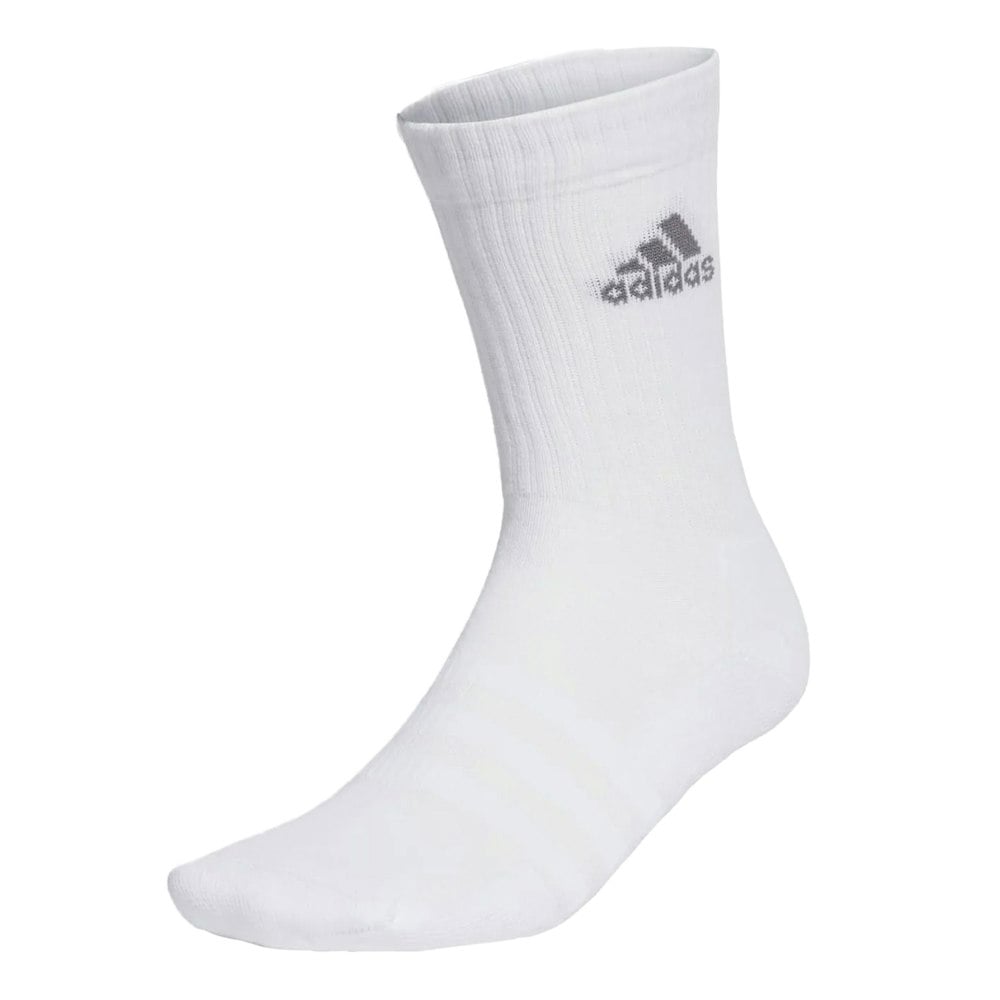 Adidas Unisex Adult Logo Cushioned Crew Socks (Pack of 3) - White/Grey