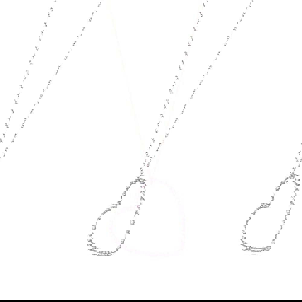 Sterling Silver Silhouette Heart Pavé Necklace - Reeves & Reeves