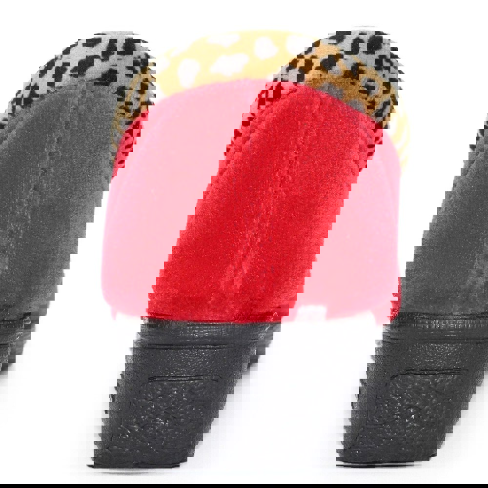 Lunar Womens/Ladies Paloma Leopard Print Slippers - Red