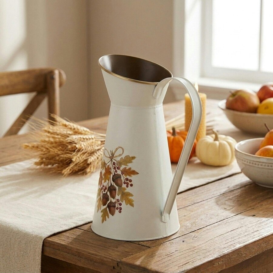 Garden Greatness White Decorative Jug With Acorn Design
