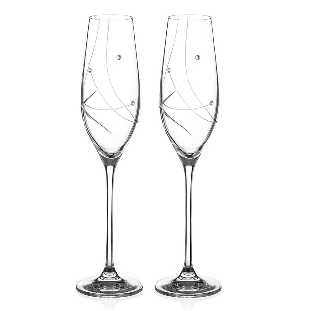 Diamante Angelina Champagne Flutes adorned with Swarovski - Set of 2