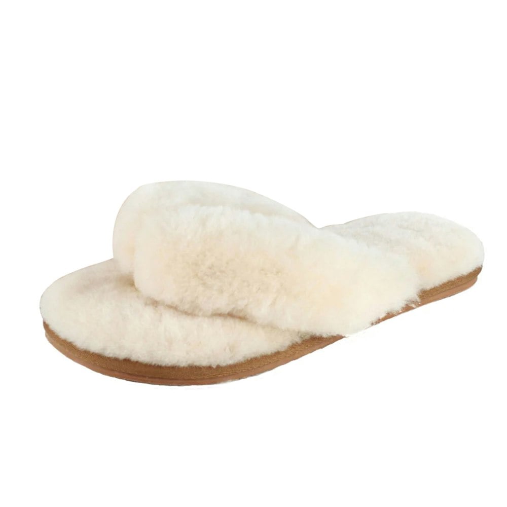 Eastern Counties Leather Women's Sheepskin Flip Flops - Apricot