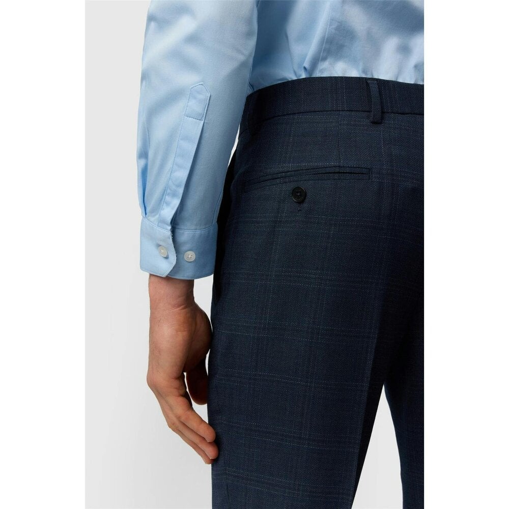 Ted Baker Slim Fit Navy Hopsack Check Trousers