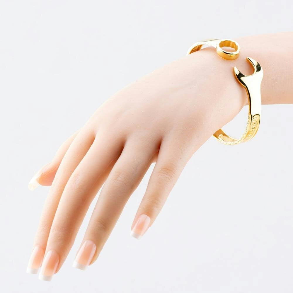 T. H. Baker Gold Plated Large Spanner Torque Bangle S8032Y