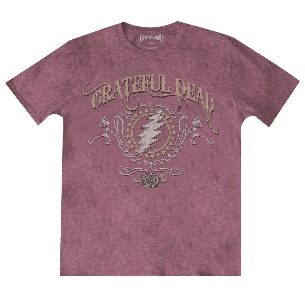 Grateful Dead Unisex Adult Bolt T-Shirt - Heather/Cardinal