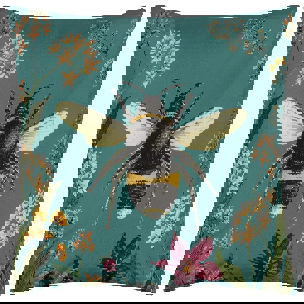 Wylder Midnight Garden Bee Outdoor Cushion Cover - Teal