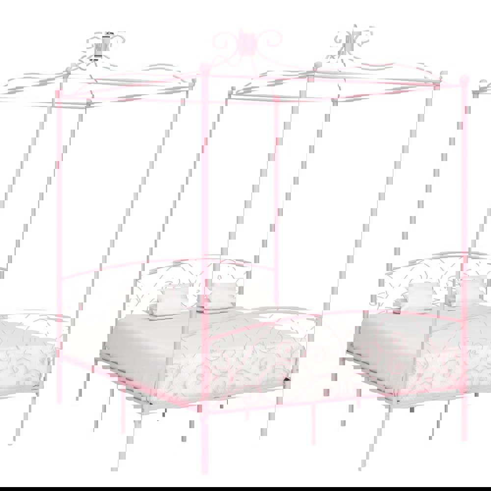 Berkfield Canopy Bed Frame Pink Metal 160x200 cm
