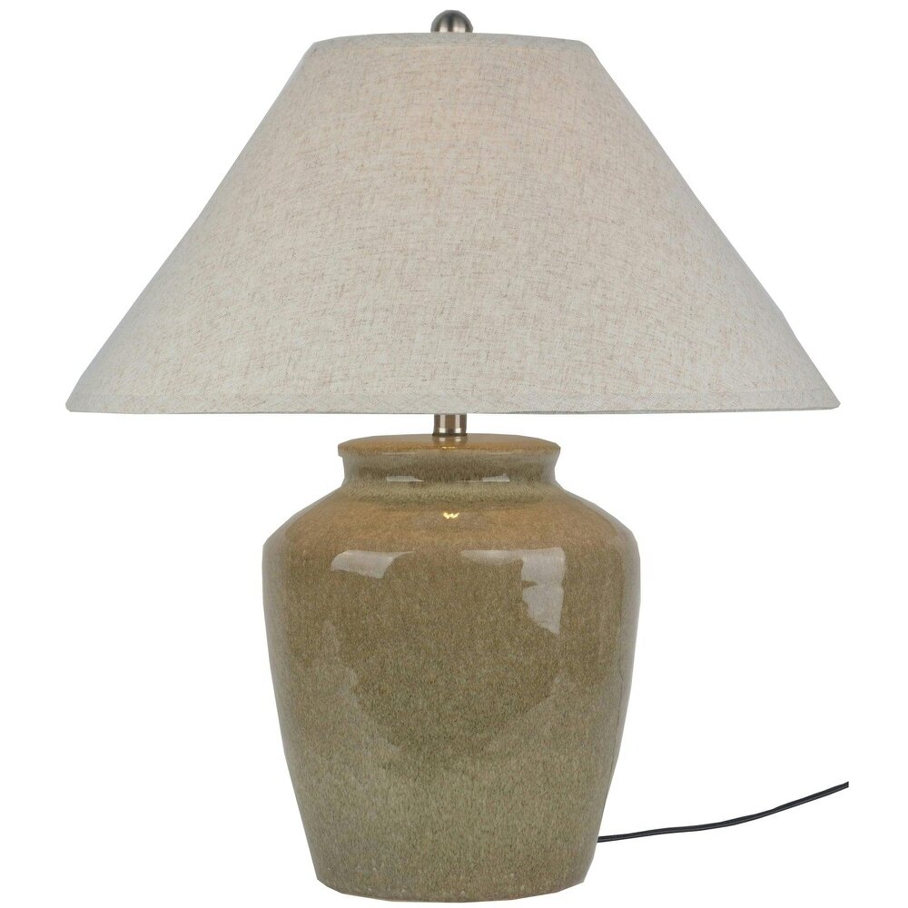 Wyld Haus Rocamadour Ceramic Table Lamp With Tapered Linen Shade