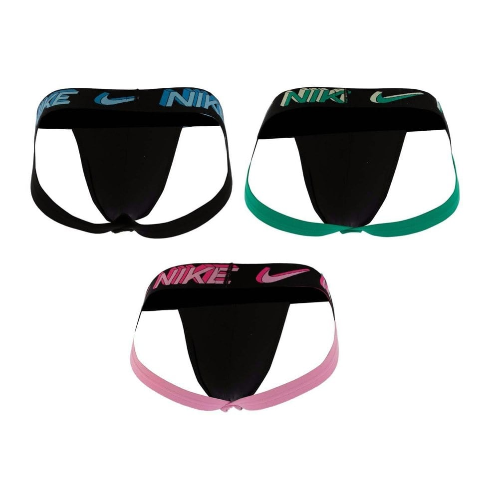Nike Mens Jock Strap (Pack of 3) - Black/Green/Pink