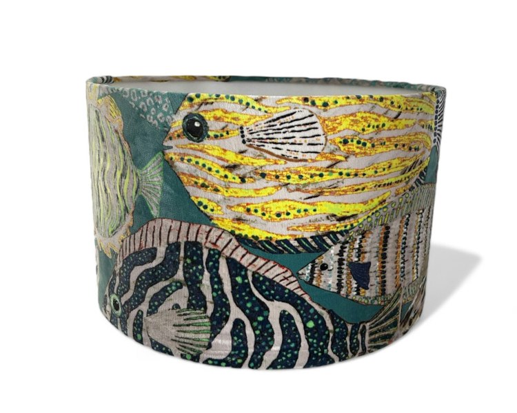 Fish Print Velvet Lampshade