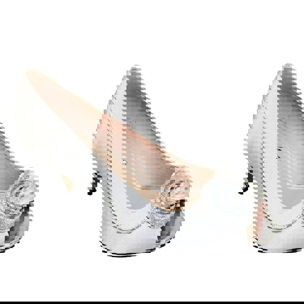 Lunar Women's Ripley Satin Court Shoes - Silver
