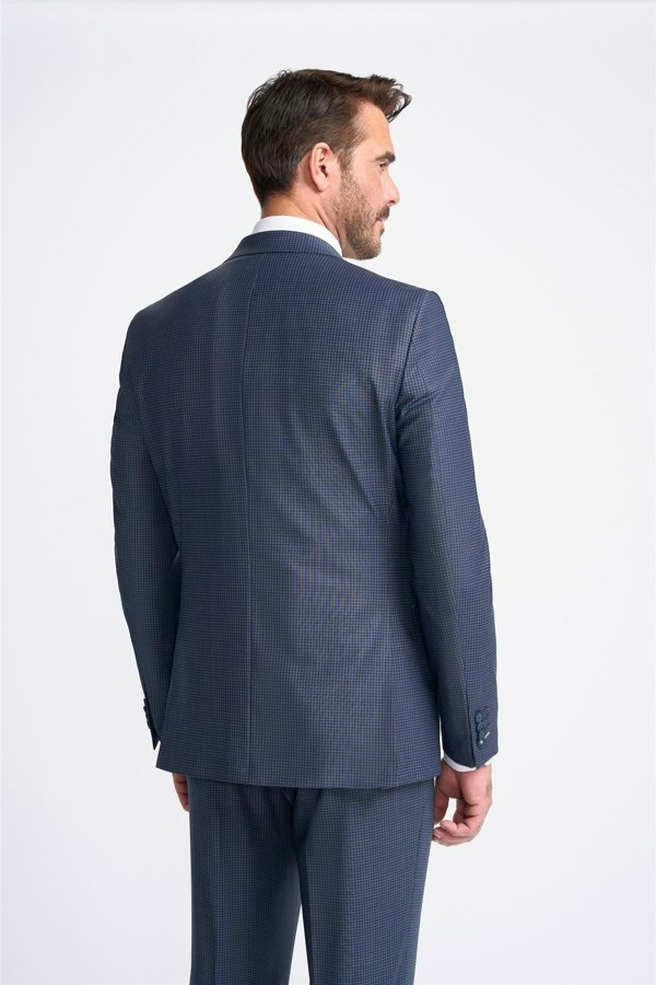 House of Cavani Bond Check Blazer - Navy