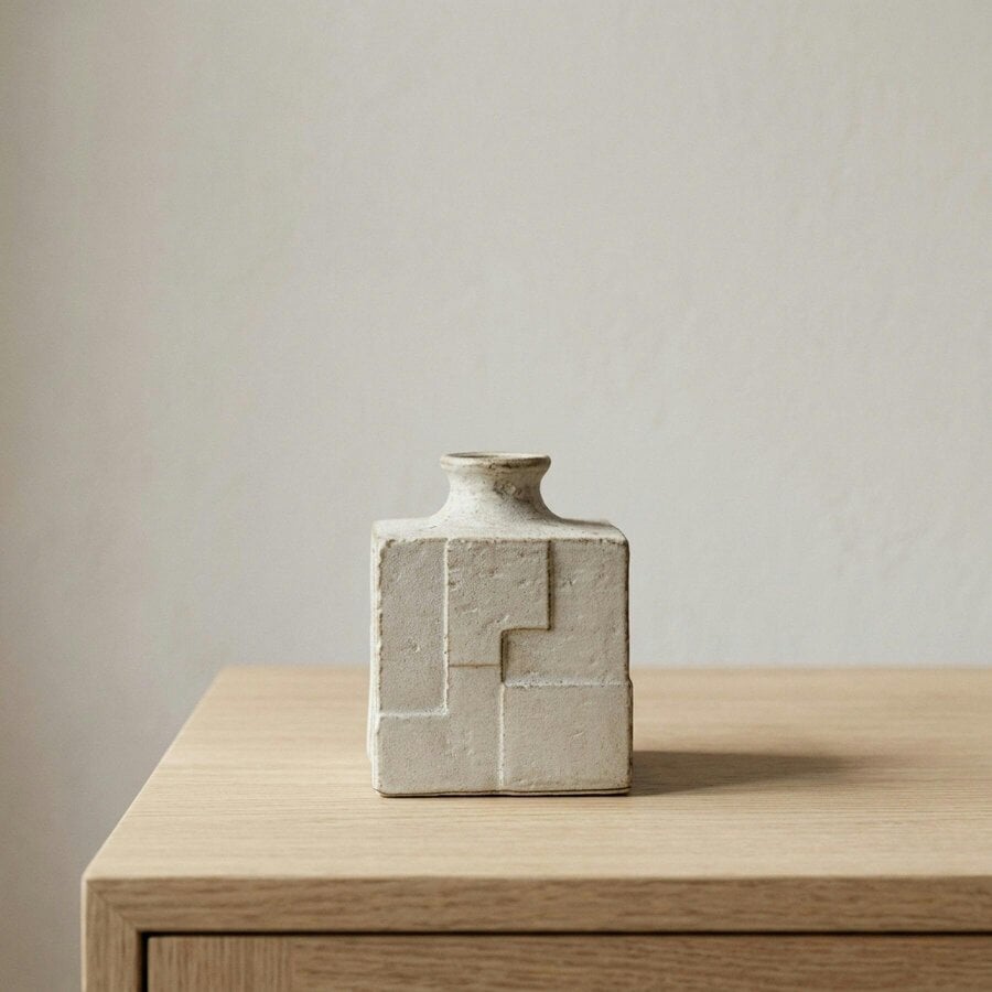 Garden Greatness Natural Geometric Cube Decorative Vase