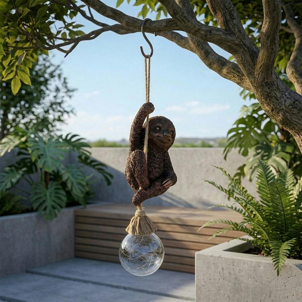 Garden Greatness Swingin' Sloth Hanging Garden Solar Light