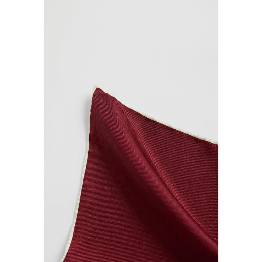 Alexandre Silver Alexandre Burgundy Silk Pocket Square