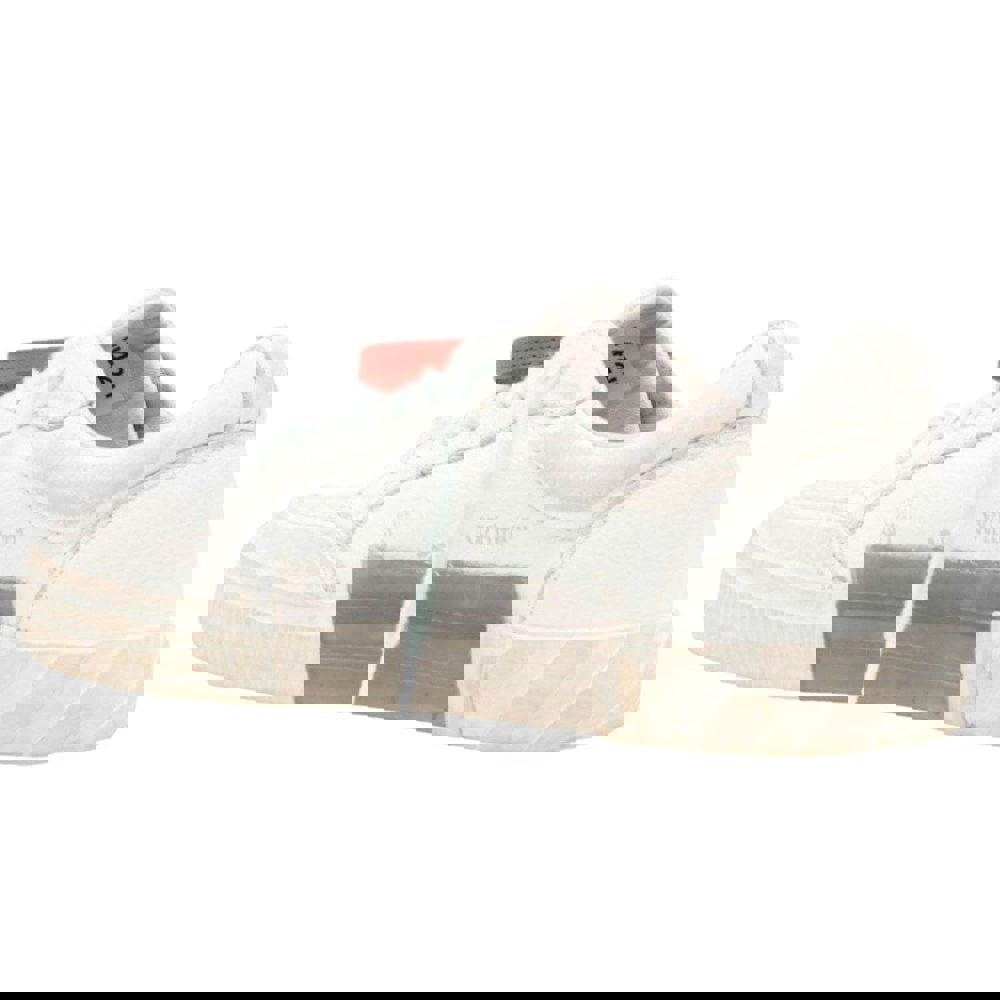 Off-White Low Vulcaniized Distressed White Leather Sneakers