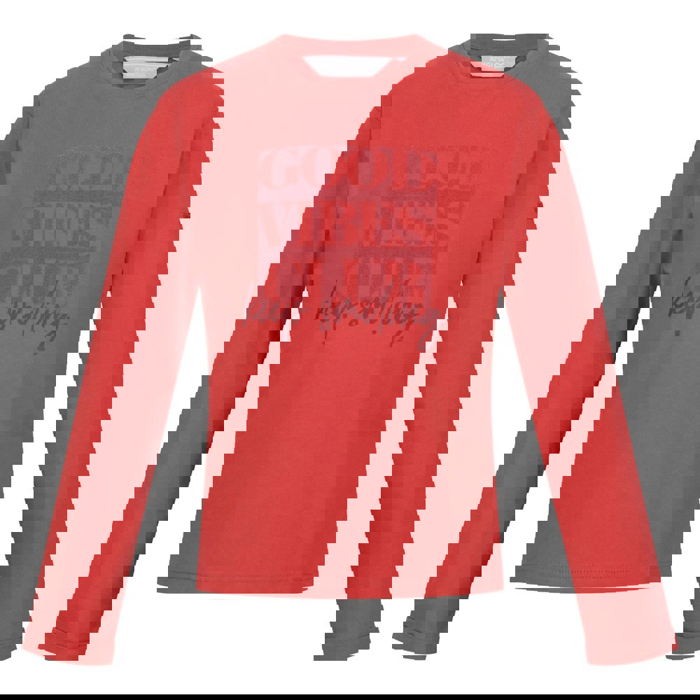 Regatta Childrens/Kids Wenbie III Good Vibes Club Long-Sleeved T-Shirt - Mineral Red
