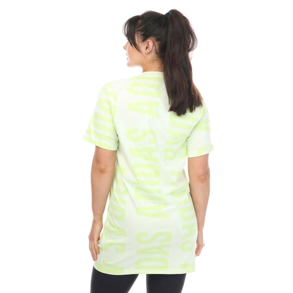 Adidas Womens Essentials All-Over Print T-Shirt - Lime