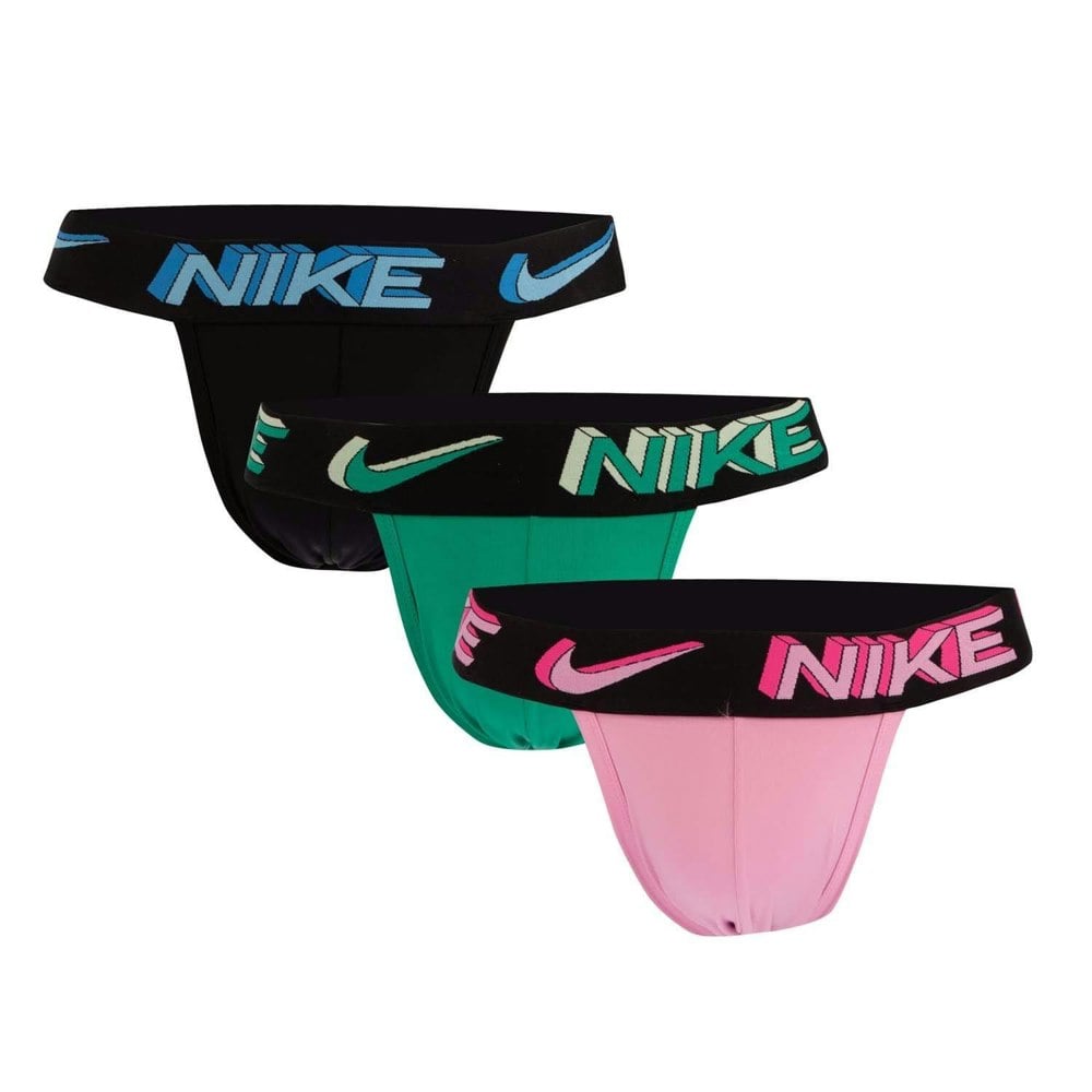 Nike Mens Jock Strap (Pack of 3) - Black/Green/Pink
