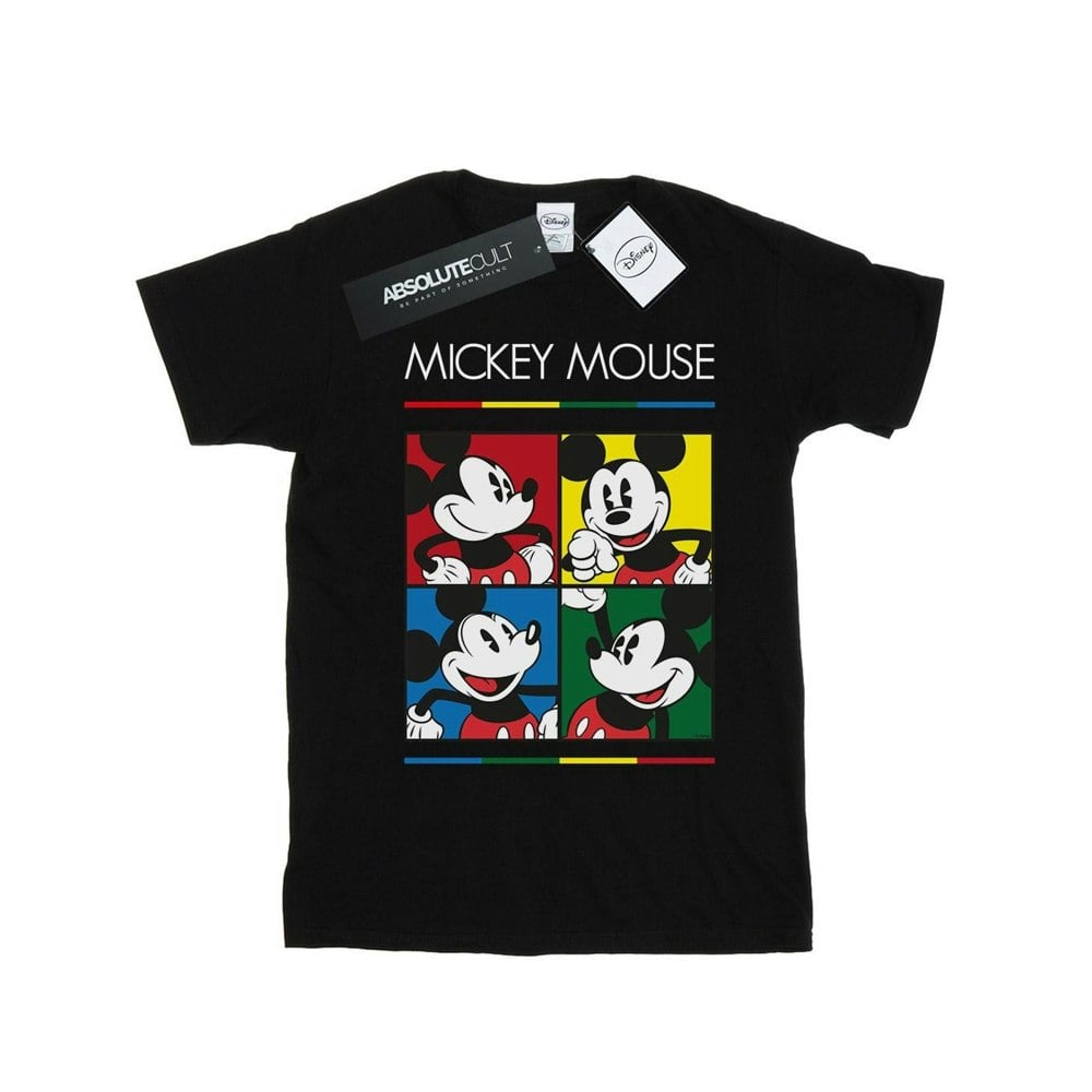 Disney Mens Mickey Mouse Square Colour T-Shirt - Black