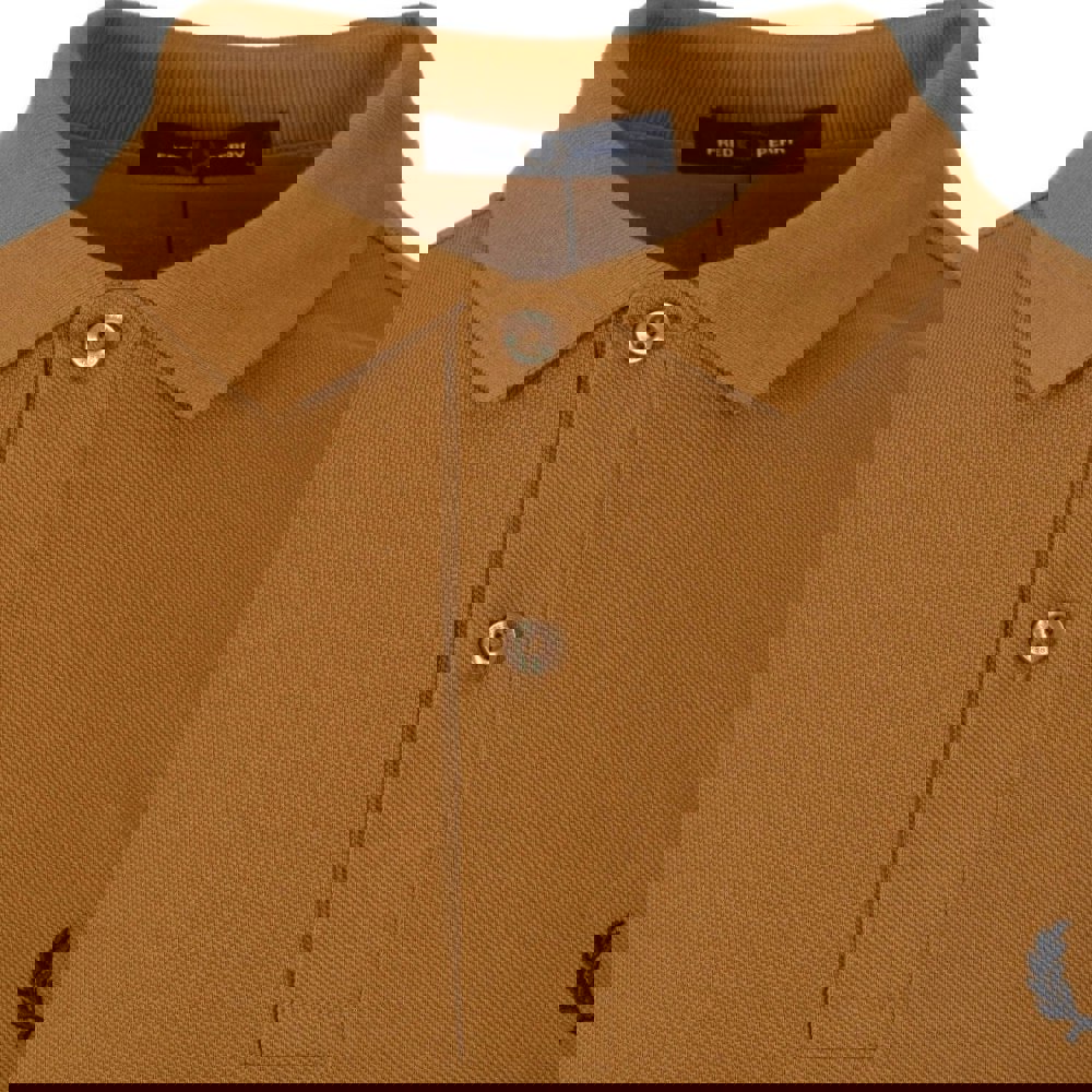 Fred Perry Plain Dark Camel Brown Polo Shirt S