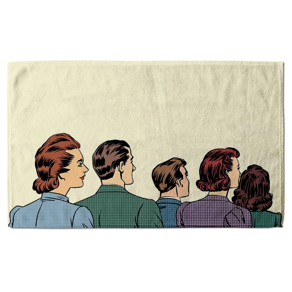 Benjamin Tate Design A crowd of spectators stand back retro style pop art (Bath Towel)