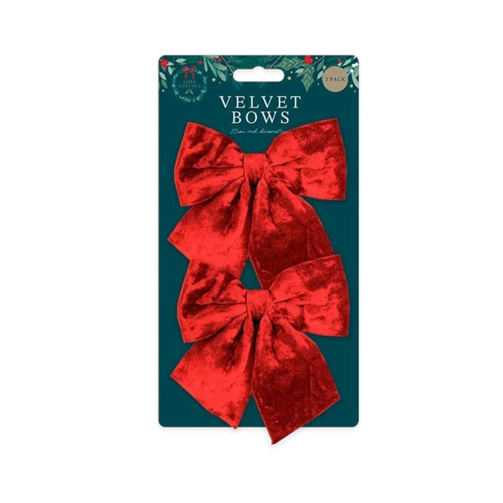 Garden Greatness Pair of Traditional Red Velvet Bows