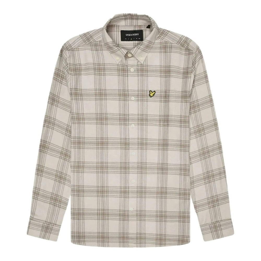 Lyle & Scott Tonal Check Long Sleeve Beige Flannel Shirt M