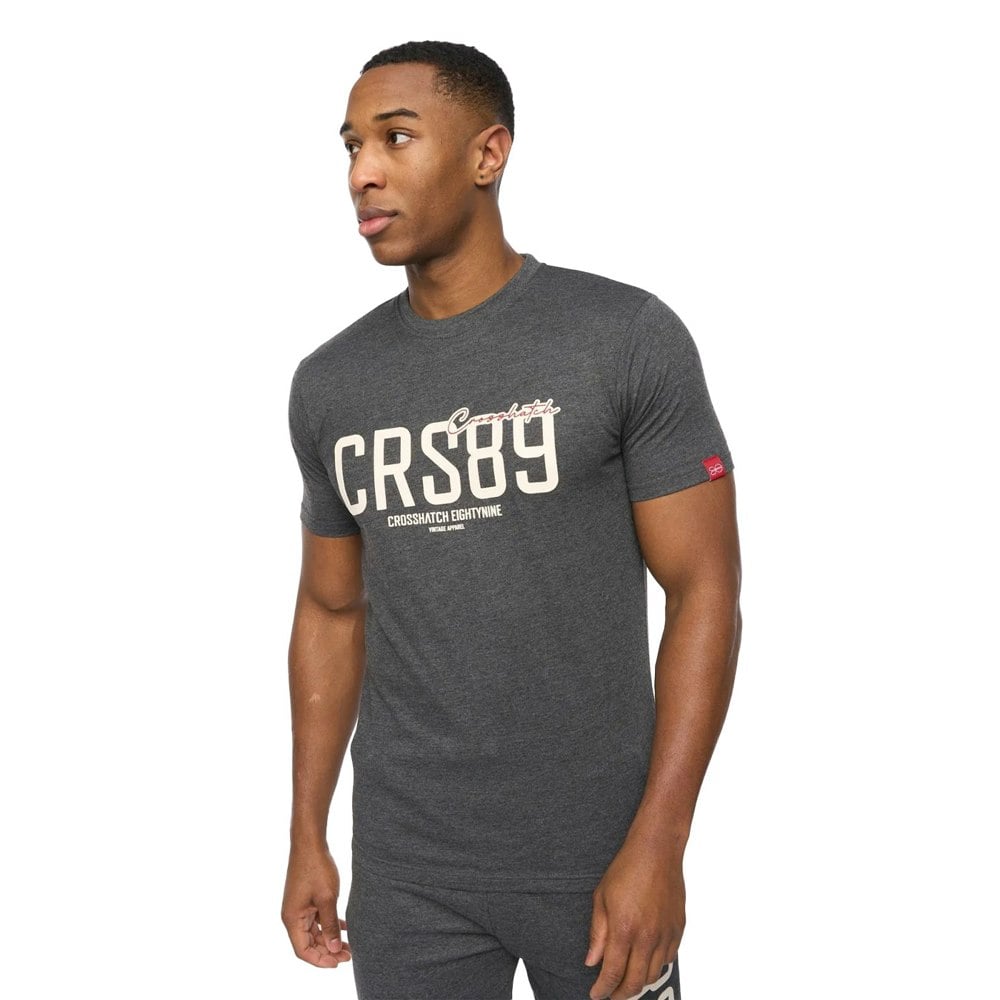 Crosshatch Mens Ellsworth T-Shirt - Charcoal Marl
