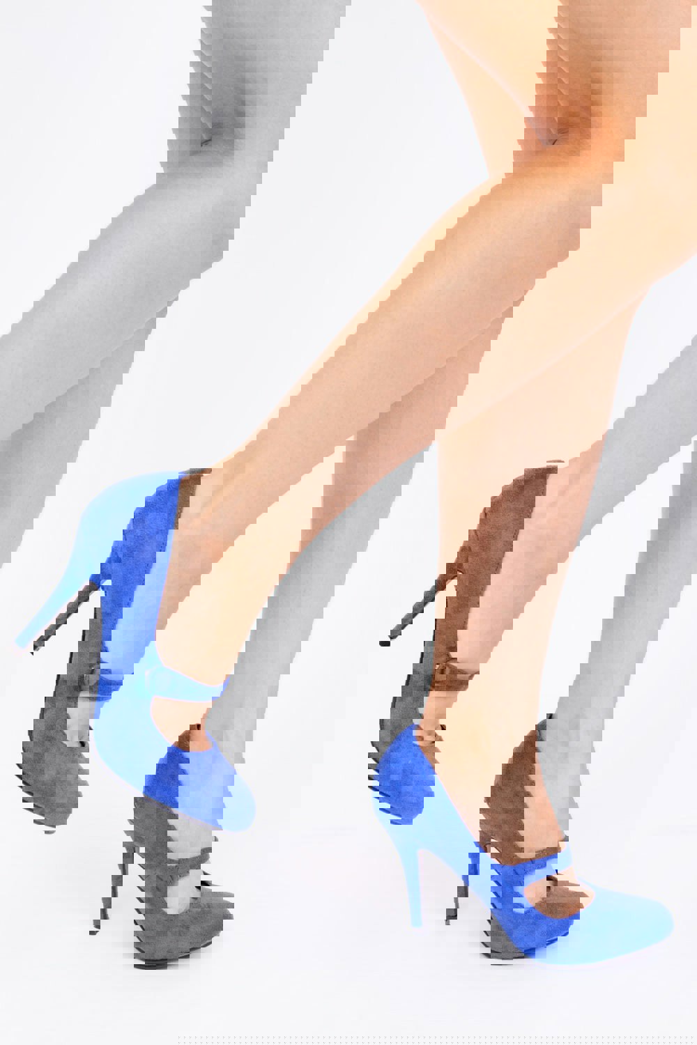 Where's That From Diana High Heel Court Pump With Front Strap in Blue Suede
