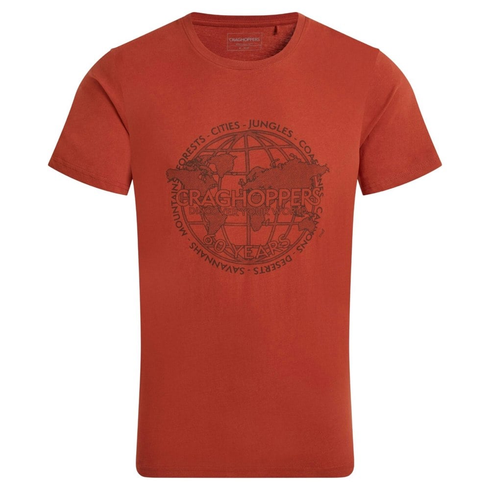 Craghoppers Mens Lucent Back Print Short-Sleeved T-Shirt - Red Beach