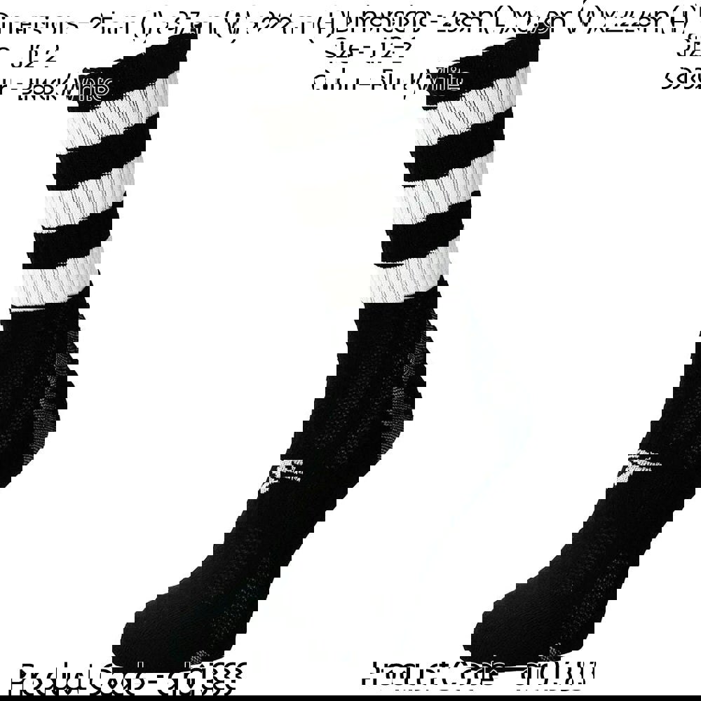 JUNIOR Size 12-2 Hooped Stripe Football Crew Socks BLACK/WHITE Training Ankle