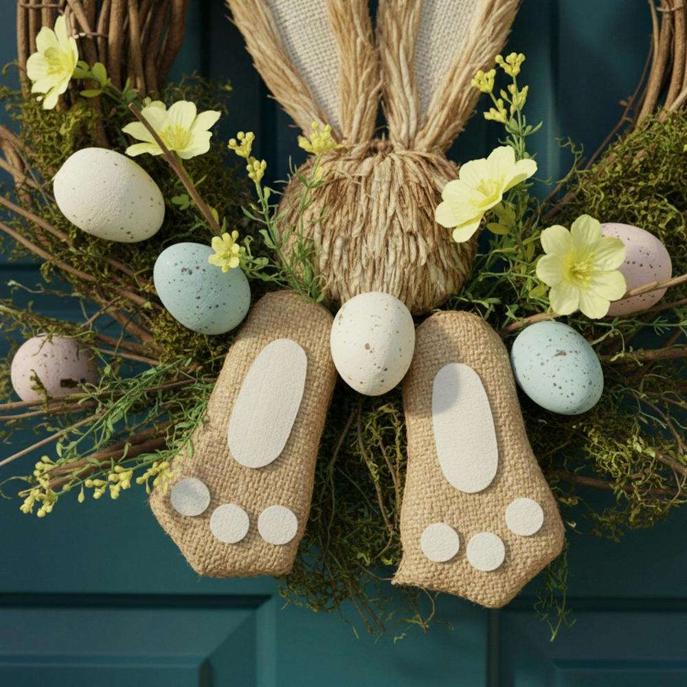 Garden Greatness Springtime Decorative Easter Bunny Wreath