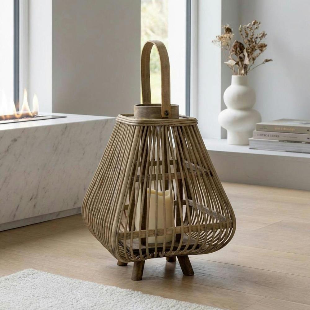 Garden Greatness Small Natural Bamboo LED Lantern