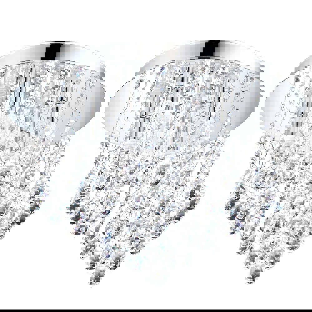 Flush Ceiling Light IP44 Bathroom Colour Chrome Shade Clear Crystal Bulb G9 4x3W Loops