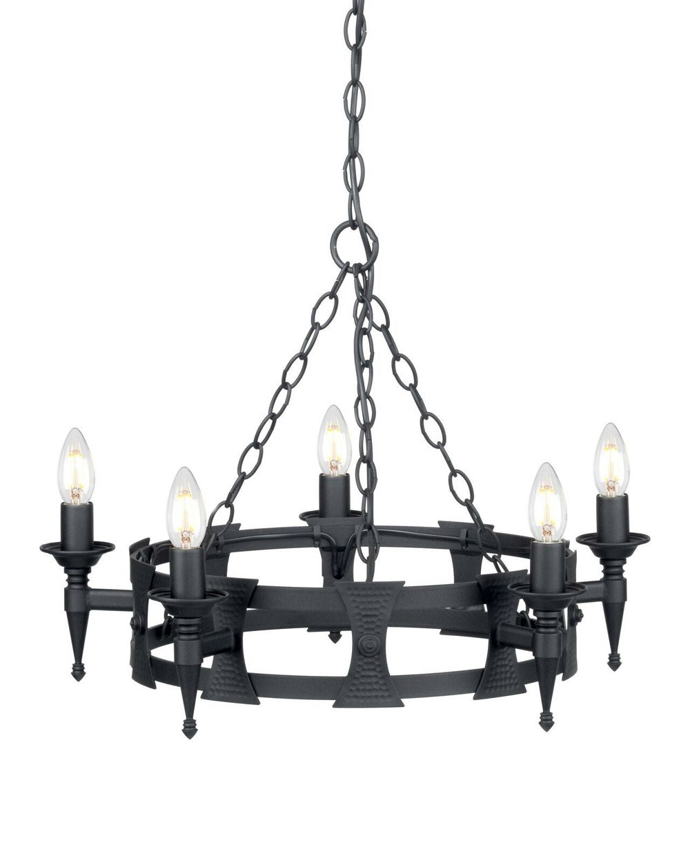 5 Bulb Chandelier Hanging Pendant LIght Black LED E14 60W Bulb Loops