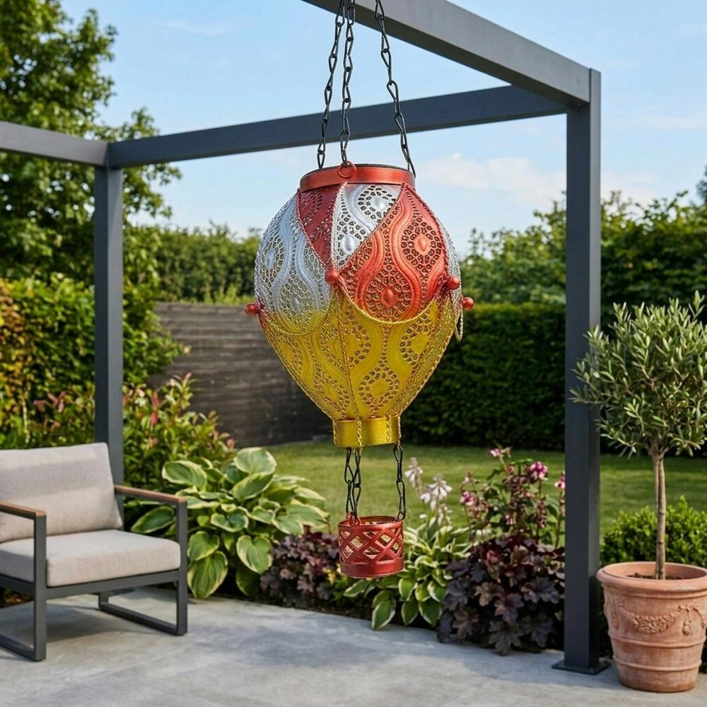 Garden Greatness Lunaria Moroccan Hanging Solar Hot Air Balloon