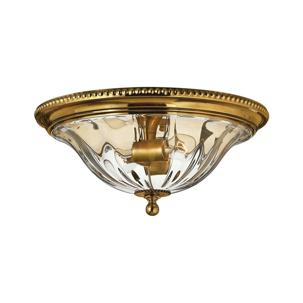 2 Bulb Flush Light Low Ceiling Burnished Brass LED E27 60W Bulb Loops