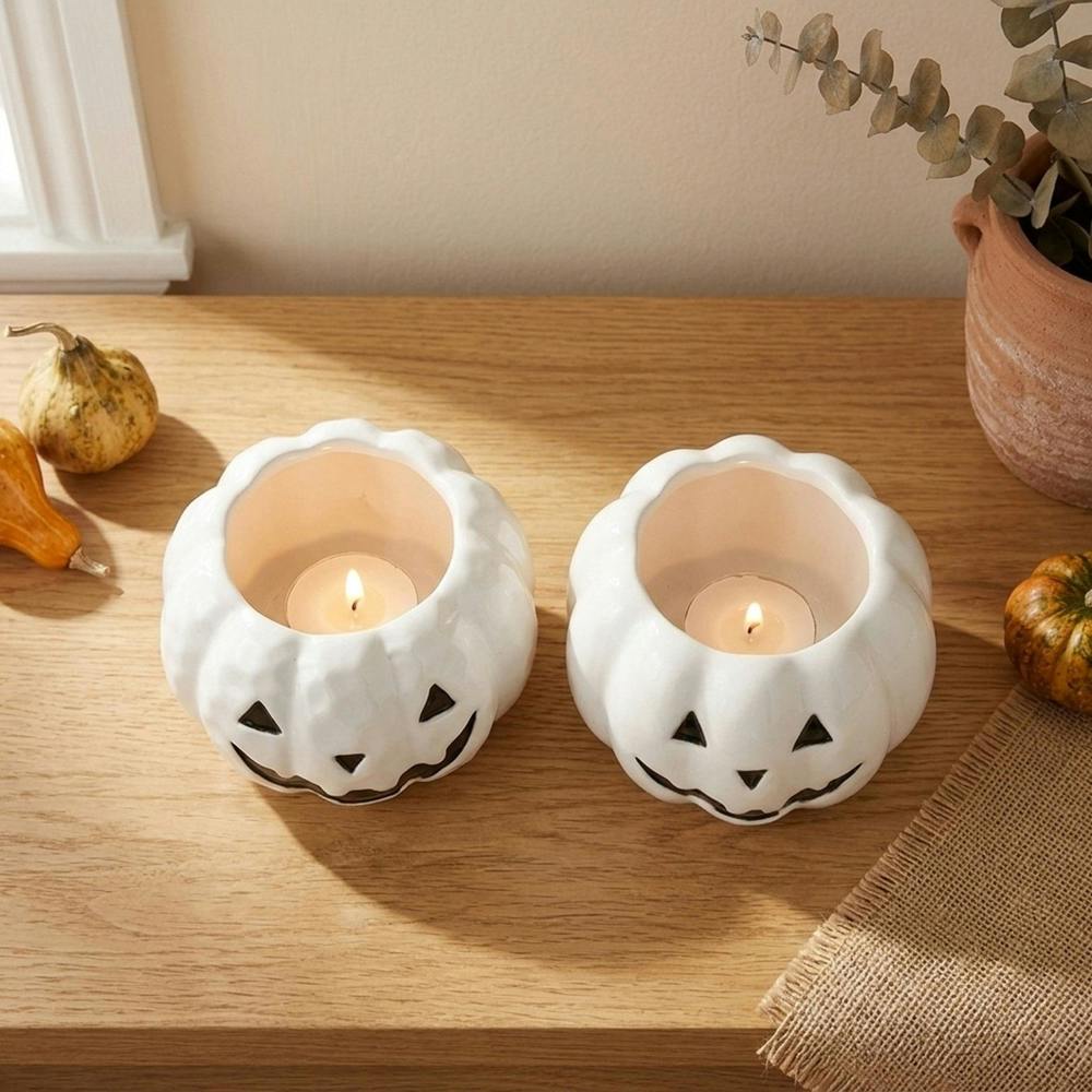 Garden Greatness Set of 2 Pumpkin Tealight Holders
